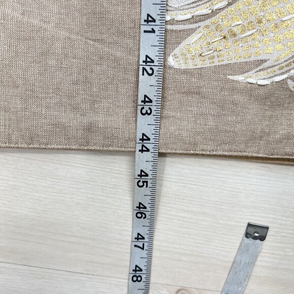 Fall Harvest Pumpkin Table Runner Long 16” X 88” Appliqué Embroidered Tan White - Picture 9 of 9